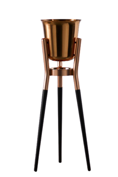 PVD Copper coated Stainless Steel Champagne Cooler with Matt Black Stand