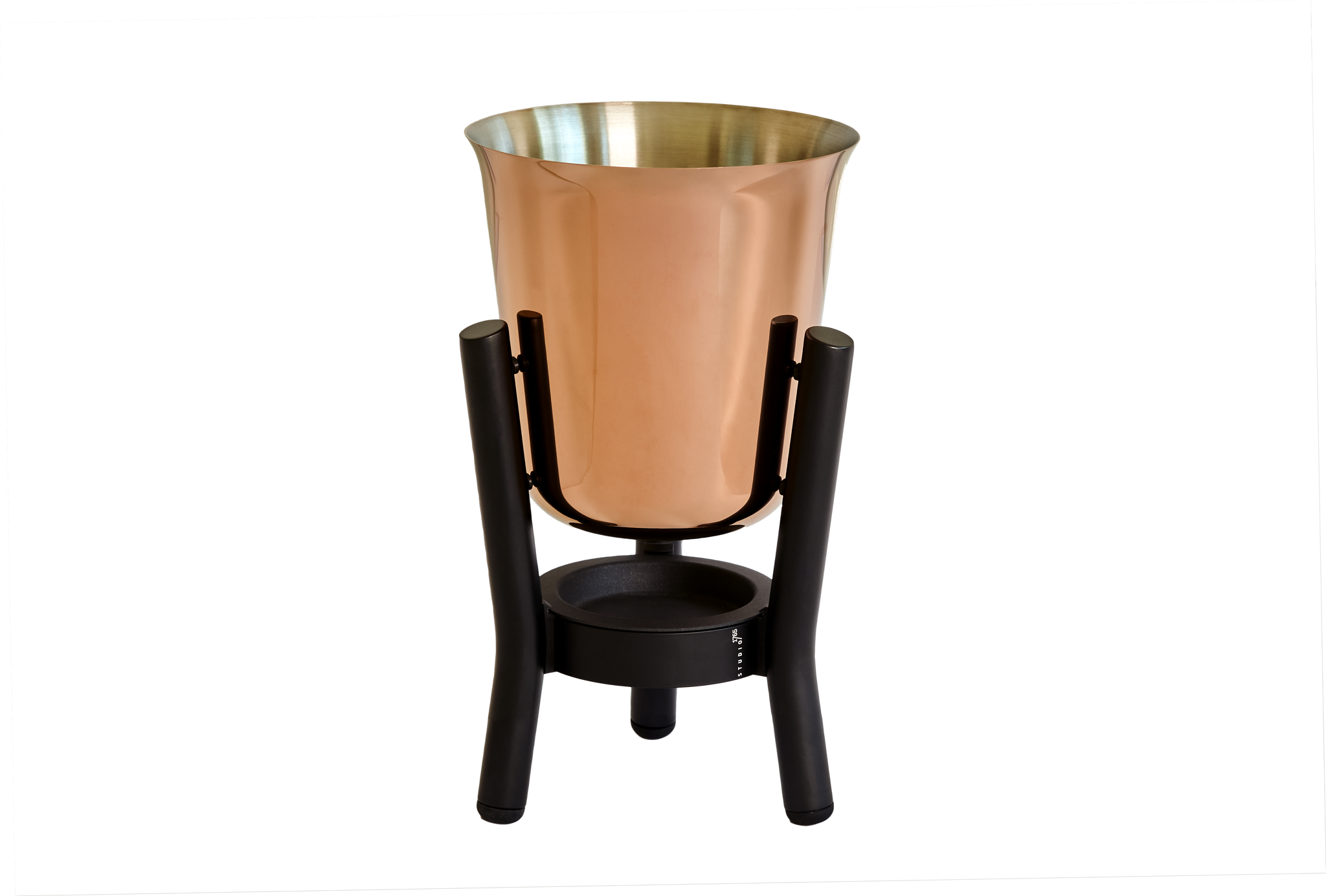 PVD Copper coated Stainless Steel Champagne Cooler with Matt Black Stand
