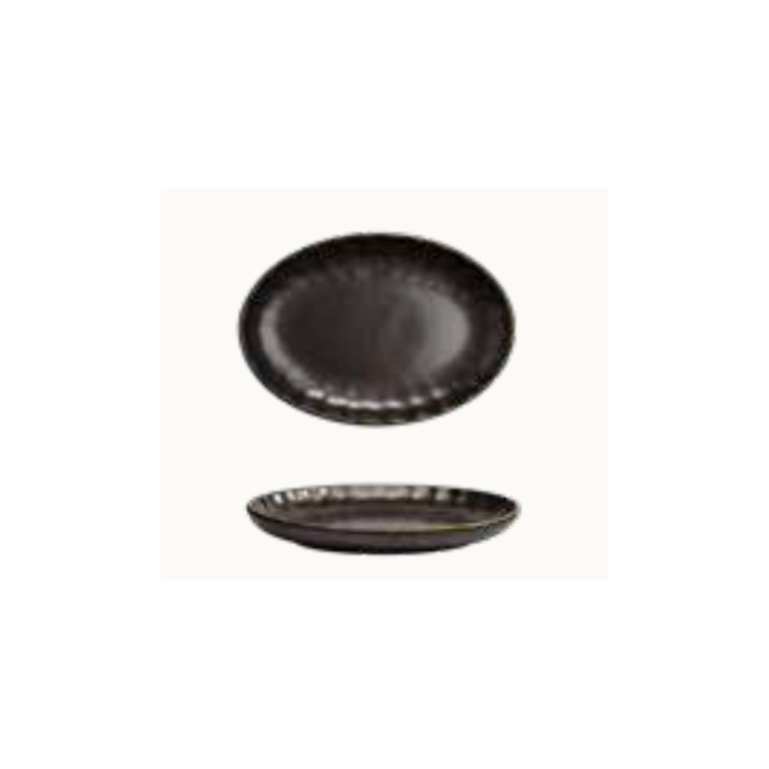 Charcoal Oval Deep Plate 22 X 15.4 X H3cm