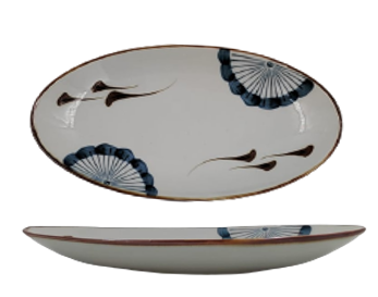 Cerulean Bloom- Oval Coupe Plate 28 x 14.5 x H:3.6 cm