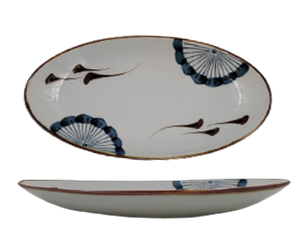 Cerulean Bloom- Oval Coupe Plate 28 x 14.5 x H:3.6 cm