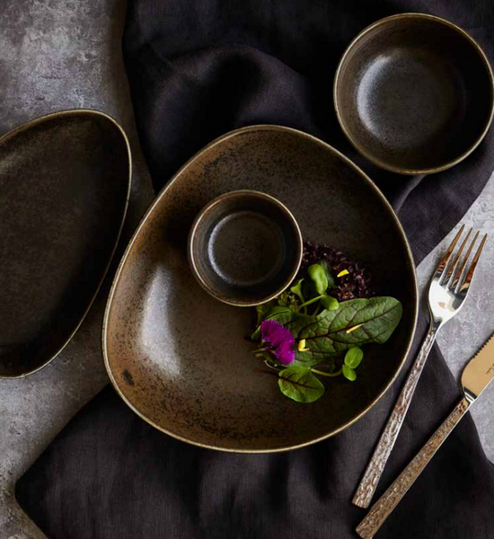 Charcoal Oval Deep Plate 22 X 15.4 X H3cm