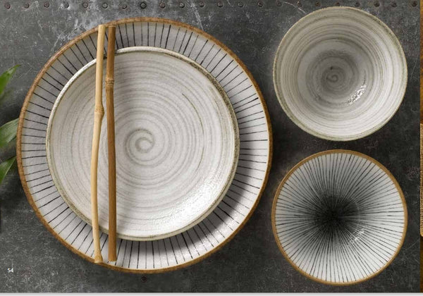 Earth Swirl Beige Pasta Plate 22cm