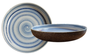 Earth Swirl- Blue Pasta Plate 22cm