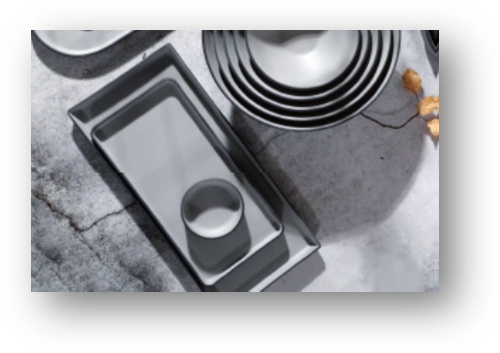 Melamine Two tone Grey & Black Matt -  Plate 16,7 H 2,8 cm