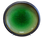 Crackled Glaze- Concave Bowl  15cm - Grass Green