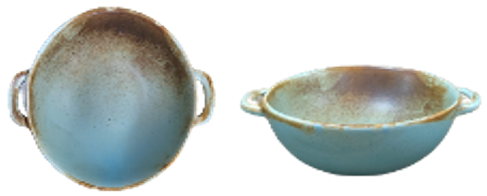 Rust- double handled bowl- 20.5cm x 16.6 x 5.3 cm H