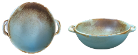Rust- double handled bowl- 20.5cm x 16.6 x 5.3 cm H