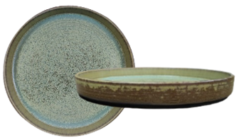 Walled plate 23 cm dia x 3cm H Yellow Green