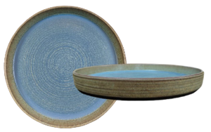 Walled plate 23 cm dia x 3cm H Blue