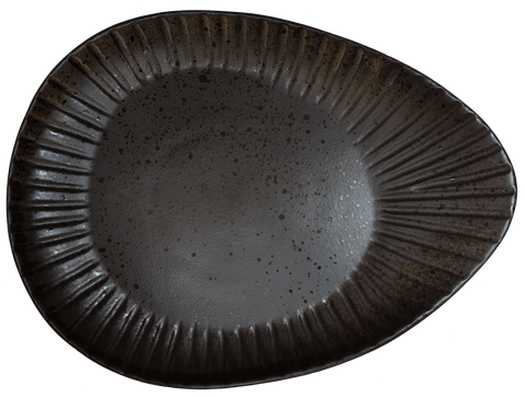 Midnight Black- Oval Plate Embossed 34 x 25.5cm