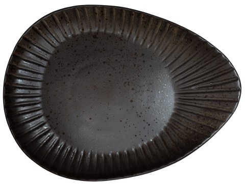 Midnight Black Oval Plate Embossed 34 x 25.5cm