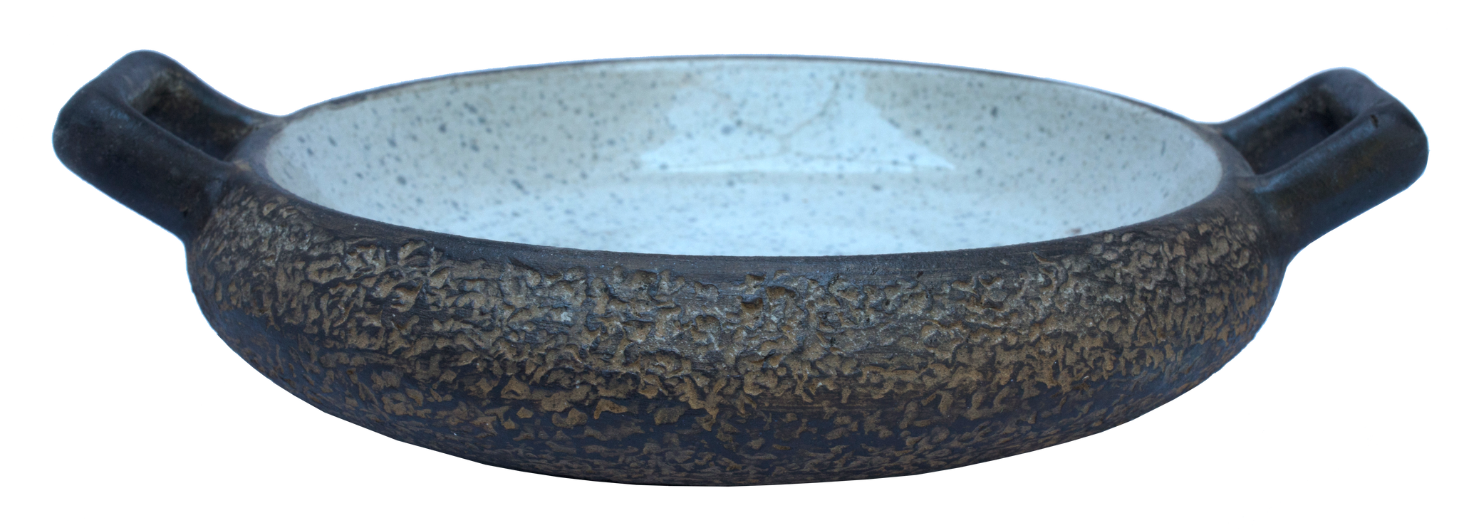 Earth -Bowl with 2 handles Grey speckle 20.5cm with handles 24.5cm