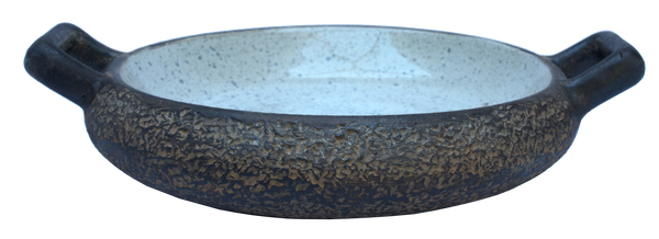 Earth Bowl with 2 handles Grey speckle 20.5cm with handles 24.5cm