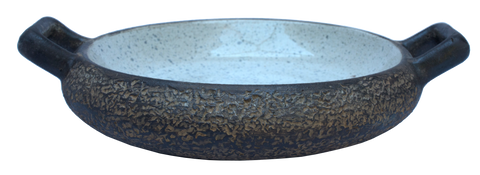 Earth -Bowl with 2 handles Grey speckle 20.5cm with handles 24.5cm