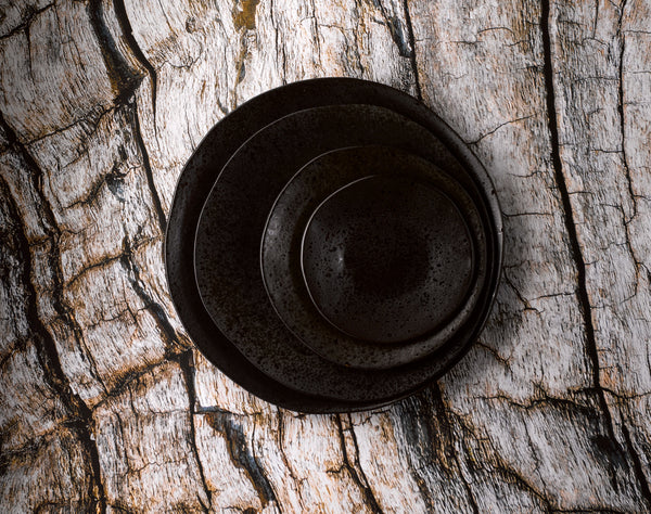 Midnight Black- Oval Salad Plate Plain 26 x 19.5cm - Studio1765