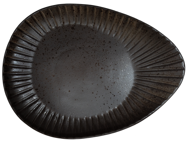 Midnight Black -Oval Salad Plate Embossed 26 x 19.5cm