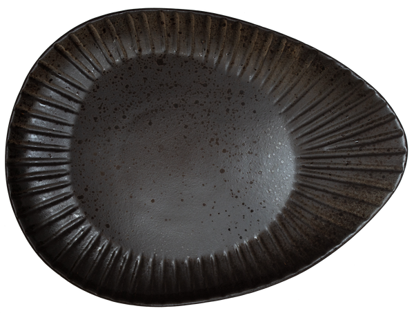 Midnight Black -Oval Salad Plate Embossed 26 x 19.5cm - Studio1765