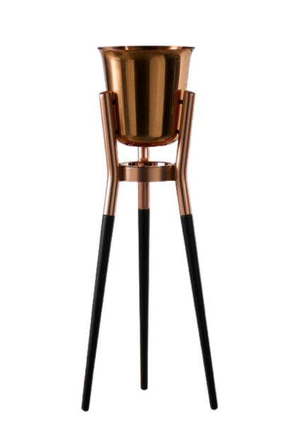 Stainless Steel Satin Finish Champagne Cooler with Copper Stand