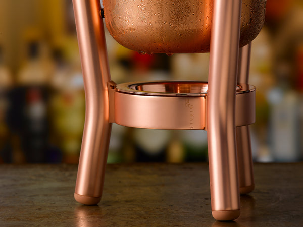 Stainless Steel Satin Finish Champagne Cooler with Copper Stand - Studio1765