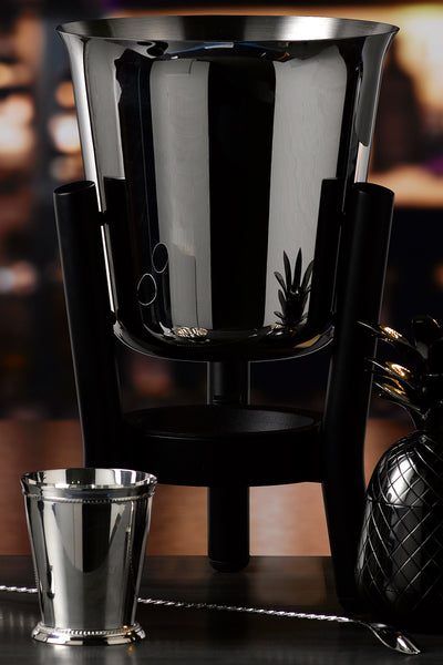 Stainless Steel Mirror Finish Champagne Cooler with Matt Black Stand - Studio1765