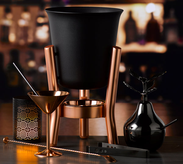 Matt Black Champagne Cooler with Copper Stand - Studio1765