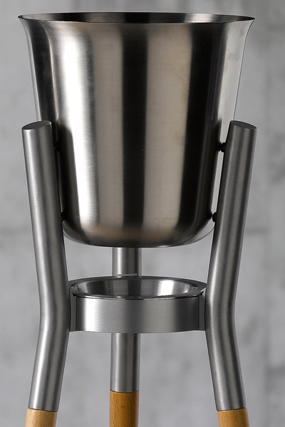 Stainless Steel Mirror Finish Champagne Cooler with Stainless Steel Stand - Studio1765