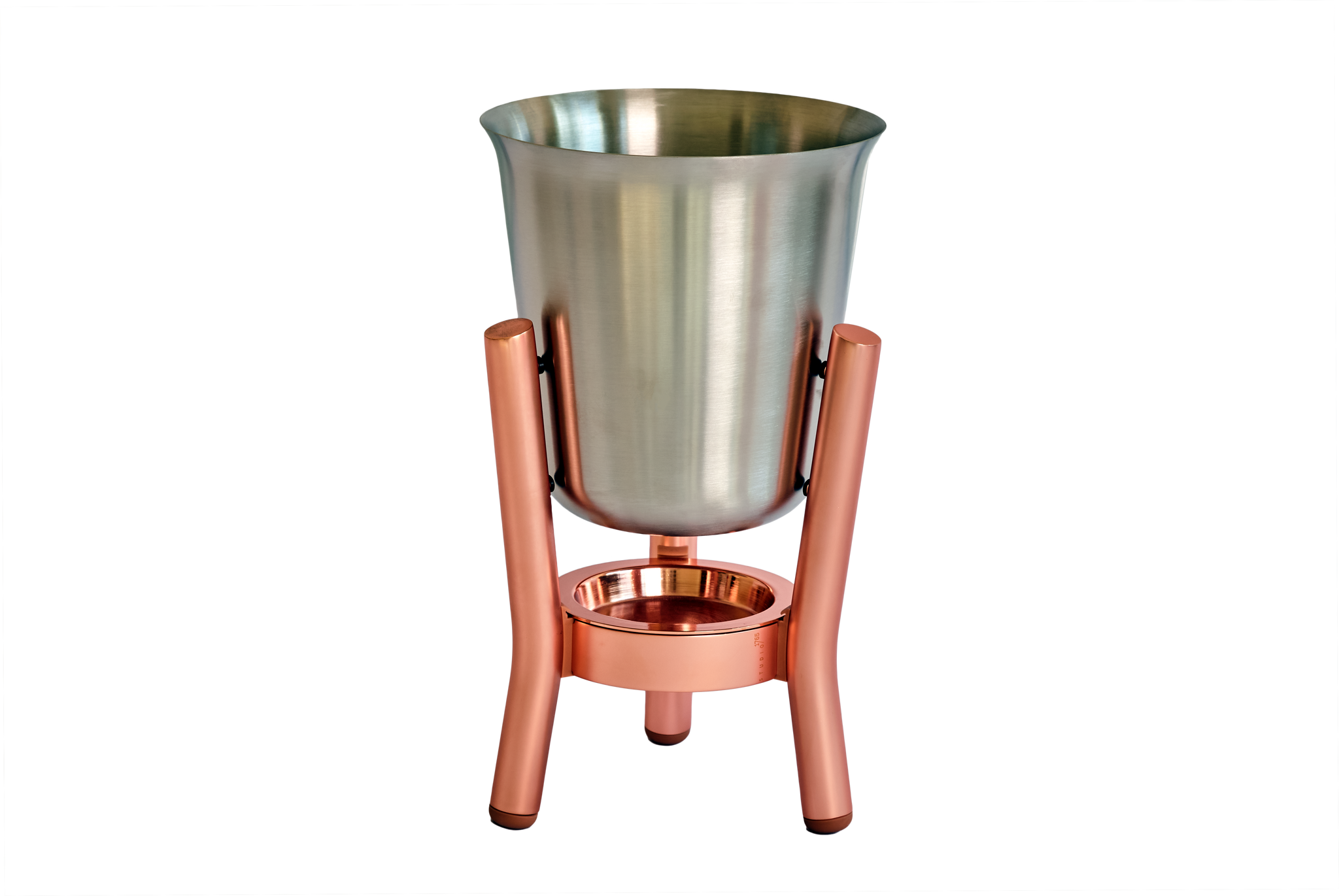 Stainless Steel Satin Finish Champagne Cooler with Copper Stand