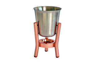 Stainless Steel Satin Finish Champagne Cooler with Copper Stand