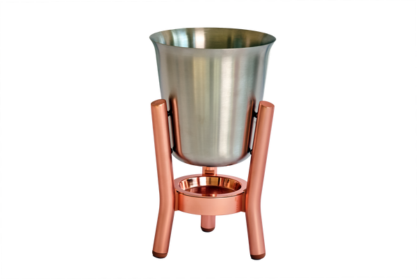 Stainless Steel Satin Finish Champagne Cooler with Copper Stand