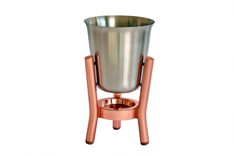 Stainless Steel Satin Finish Champagne Cooler with Copper Stand