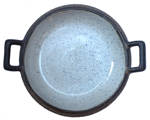 Earth -Bowl with 2 handles Grey speckle 20.5cm with handles 24.5cm