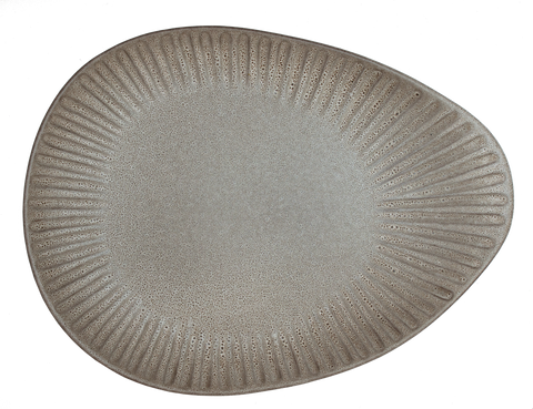 Moonlight Grey -Oval Appetizer Plate Embossed 22 x 16.5 x 1.7cm