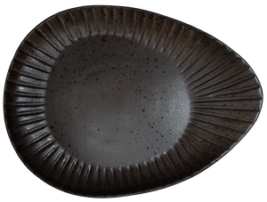 Midnight Black -Oval Appetizer Plate Embossed 22 x 16.5 x 1.7cm