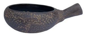 Earth Bowl with handle Blue speckle 15.75cm with handle 28cm