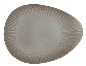 Moonlight Grey -Oval Salad Plate Embossed 26 x 19.5cm