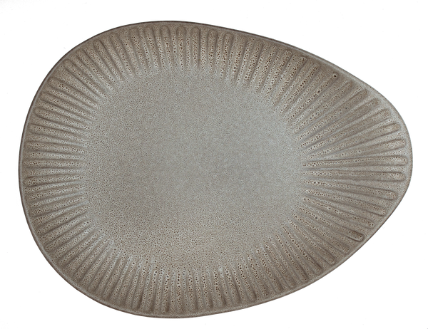 Moonlight Grey -Oval Salad Plate Embossed 26 x 19.5cm